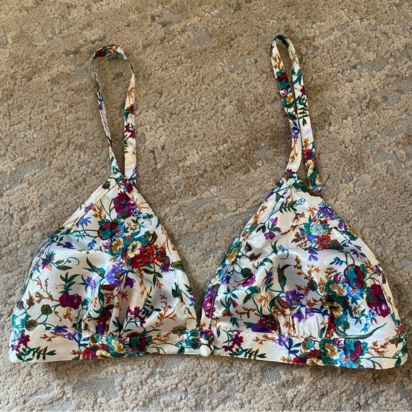 Victoria's Secret Other - Victoria’s Secret Rare Vintage Gold Label Satin Wireless Bralette Bra Floral: S